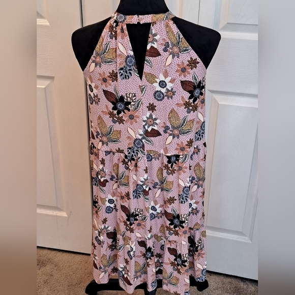 NWT Loft Pink Floral Halter Tiered Dress    Size M - Picture 3 of 7